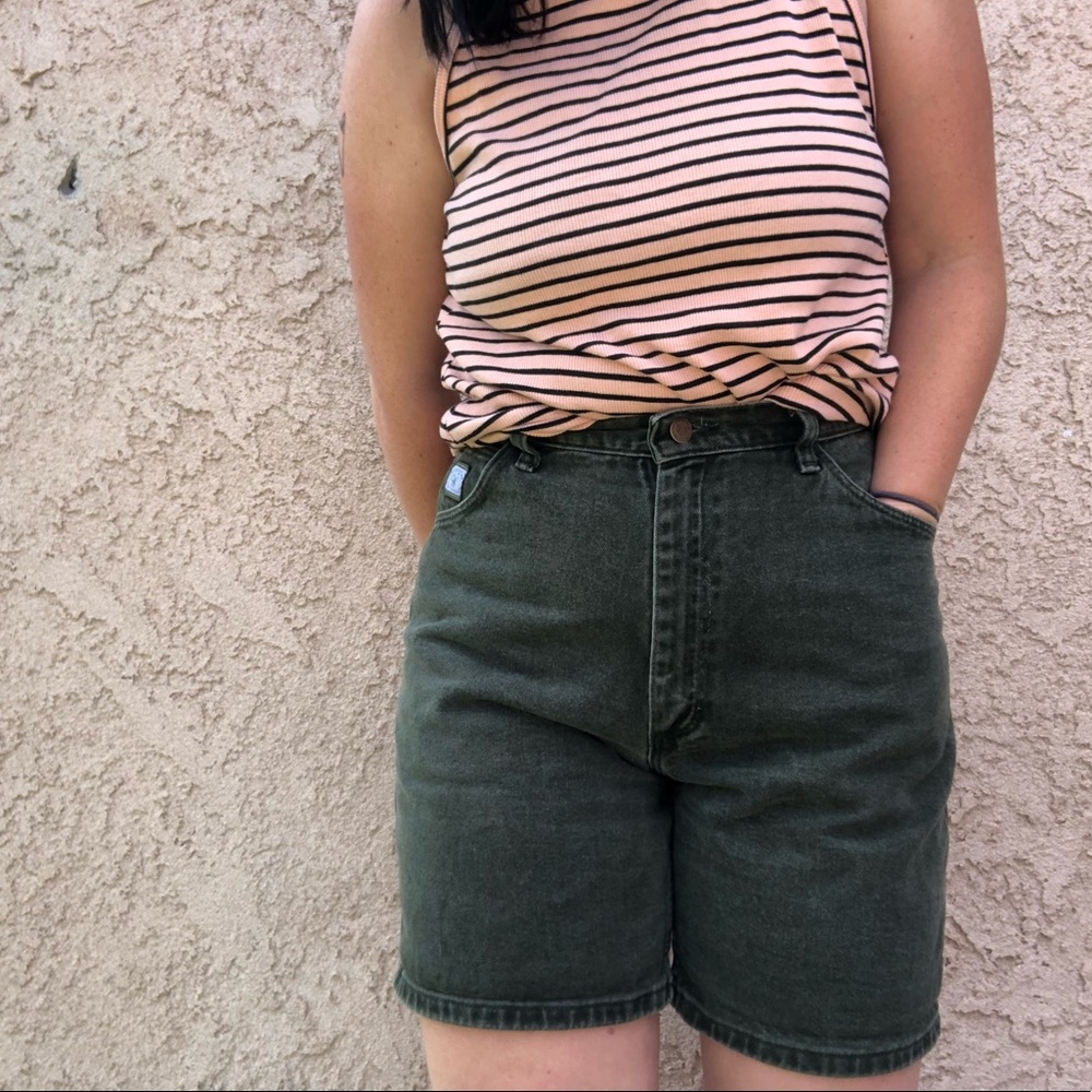Wrangler for women green denim mom shorts